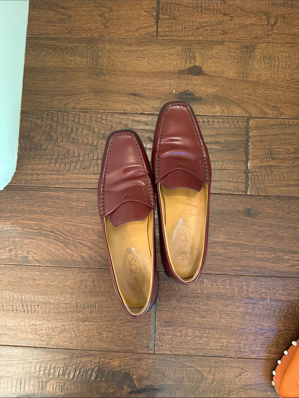 Tod's Women's Burgundy Leather Penny Loafers